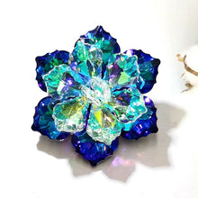 Load image into Gallery viewer, Jewelblings Gorgeous Two-Tiered Green Rainbow AB Colored Vitrail Crystal Flower Brooches Columbine Floral Pins for DIY Project Event Decor
