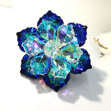 Load image into Gallery viewer, Jewelblings Gorgeous Two-Tiered Green Rainbow AB Colored Vitrail Crystal Flower Brooches Columbine Floral Pins for DIY Project Event Decor

