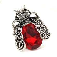 Load image into Gallery viewer, Jewelblings Vintage Scroll Filigree Winged Blue Purple Red Stone Cicada Brooch Pin Beetle Bug Jewelry for Unisex Costume Halloween Accessory
