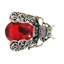 Load image into Gallery viewer, Jewelblings Vintage Scroll Filigree Winged Blue Purple Red Stone Cicada Brooch Pin Beetle Bug Jewelry for Unisex Costume Halloween Accessory
