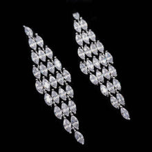 Load image into Gallery viewer, Jewelblings Luxury Chandelier Style Full Marquise Stones Tassel Long Rhombus Shaped Drop Earrings Geometrical Affairs Event Gala Jewelry
