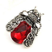 Load image into Gallery viewer, Jewelblings Vintage Scroll Filigree Winged Blue Purple Red Stone Cicada Brooch Pin Beetle Bug Jewelry for Unisex Costume Halloween Accessory
