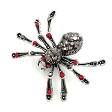 Load image into Gallery viewer, Jewelblings Punk Vintage 2 PCS Small 8- Legged Black Crystal Spider Brooches with Red Stone Halloween Pins for Unisex CostumeGift  Jewelry
