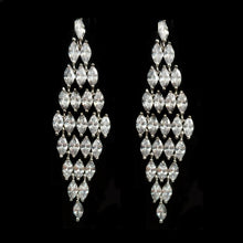 Load image into Gallery viewer, Jewelblings Luxury Chandelier Style Full Marquise Stones Tassel Long Rhombus Shaped Drop Earrings Geometrical Affairs Event Gala Jewelry

