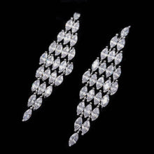 Load image into Gallery viewer, Jewelblings Luxury Chandelier Style Full Marquise Stones Tassel Long Rhombus Shaped Drop Earrings Geometrical Affairs Event Gala Jewelry
