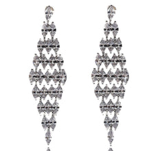 Load image into Gallery viewer, Jewelblings Luxury Chandelier Style Full Marquise Stones Tassel Long Rhombus Shaped Drop Earrings Geometrical Affairs Event Gala Jewelry
