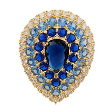 Load image into Gallery viewer, Mid-century Stylish Blue Teardrop Shaped Broaches Pins Gold Tone

