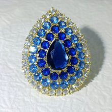 Load image into Gallery viewer, Mid-century Stylish Blue Teardrop Shaped Broaches Pins Gold Tone
