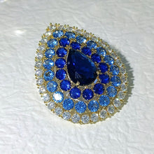 Load image into Gallery viewer, Mid-century Stylish Blue Teardrop Shaped Broaches Pins Gold Tone
