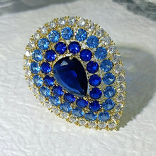 Load image into Gallery viewer, Mid-century Stylish Blue Teardrop Shaped Broaches Pins Gold Tone
