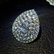 Load image into Gallery viewer, Middle Century Design Clear White Round Pear CZ Brooches Pins Teardrop Jewelry
