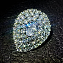 Load image into Gallery viewer, Middle Century Design Clear White Round Pear CZ Brooches Pins Teardrop Jewelry
