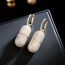 Load image into Gallery viewer, Jewelblings Pharmaceutical Inspiration Full Pave CZ Capsule Clip Earrings Creative Jewelry
