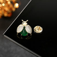 Load image into Gallery viewer, Jewelblings Lovely Golden Wing and Imitated Green Pink Opal Body Beetle Collar Pin Bug Stab Pin Unisex Accessory
