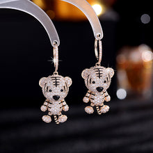 Load image into Gallery viewer, Jewelblings Super Cute Black Enamel Spotted Full Pave Tiger Drop Earrings Chinese Traditional Spring Festival Jewelry
