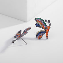 Load image into Gallery viewer, Jewelblings Vivid Micro Pave CZ Orange Profile Butterfly Stud Earrings for Women Insect Costume Accessory
