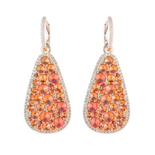 Load image into Gallery viewer, Jewelblings Glitter Gold Tone Embellishment Full Round Stones Pear Shaped Drop Clip Earrings
