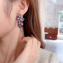 Load image into Gallery viewer, Jewelblings Luxurious Goth Inspiration Black Tone Purple Flower Cherry Earrings for Holiday Party Jewelry
