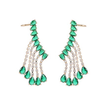 Load image into Gallery viewer, Jewelblings Modern Fashion Pear Stone Accent Ear Cuff and Pierced Tassel Earrings

