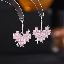 Load image into Gallery viewer, Jewelblings Girly Fashion Rainbow Colored Stones Heart Hook Drop Earrings with Star Deco
