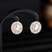 Load image into Gallery viewer, Jewelblings Elegant Vintage Pearl Cluster Oval Shaped Pearl Stud Earrings
