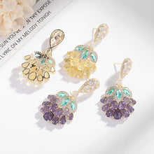 Load image into Gallery viewer, Jewelblings Luxury Cracked CZ Purple Feather Fan Drop Earrings Wedding Event Dinner Accessory

