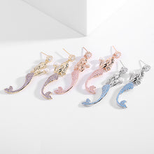 Load image into Gallery viewer, Jewelblings Fairy Tale Style Pearl Deco Blue Mermaid Drop Earrings Vintage Collection
