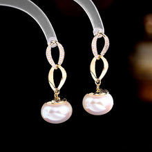 Load image into Gallery viewer, Jewelblings Elegant Full Pave CZ and Metal Chain Pearl Drop Earrings Lady Jewelry
