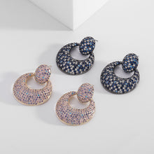 Load image into Gallery viewer, Jewelblings Stunning Opens Statement Clear Light Dark Blue Round Drop Earrings Geometrical Accessory
