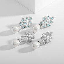 Load image into Gallery viewer, Jewelblings Elegancy Vintage Lack Blue Leaves Pearl Drop Earrings for Wedding Accessory
