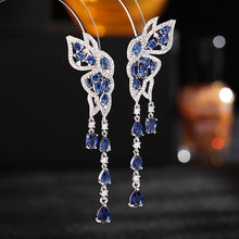 Load image into Gallery viewer, Jewelblings Gorgeous Opens Turquoise Green Profile Butterfly Tassel Earrings Luxury Prom Jewelry
