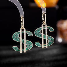 Load image into Gallery viewer, Jewelblings Classic Luxury Entry Symbol $ US Dollar Drop Earrings Statement Night Club Accessory
