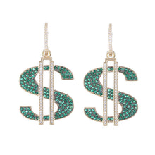 Load image into Gallery viewer, Jewelblings Classic Luxury Entry Symbol $ US Dollar Drop Earrings Statement Night Club Accessory
