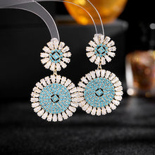 Load image into Gallery viewer, Jewelblings Luxury Baguette Cut and Pave CZ Round Shaped Daisy Flower Drop Earrings Special Gift Jewelry
