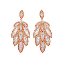 Load image into Gallery viewer, Jewelblings Dazzling Multi-Tiered Cluster Orange Leaf Drop Earrings
