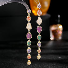 Load image into Gallery viewer, Jewelblings Luxury Entry Look Extra Long Colored Tears Tassel Drop Earrings

