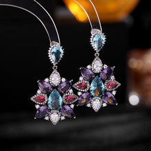 Load image into Gallery viewer, Jewelblings Fantastic Pear Stone Accent Colorful Flower Drop Earrings Runway Red Carpet Jewelry
