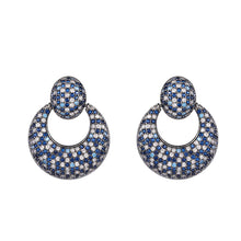 Load image into Gallery viewer, Jewelblings Stunning Opens Statement Clear Light Dark Blue Round Drop Earrings Geometrical Accessory
