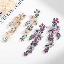 Load image into Gallery viewer, Jewelblings Flourish Luxury Long Clear White Hot Pink Floral Cascading Drop Earrings Formal Event Accessory
