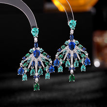 Load image into Gallery viewer, Jewelblings Fantastic Chandelier Style Colored Stones Art Deco Burst Tassel Drop Earrings Formal Event Accessory
