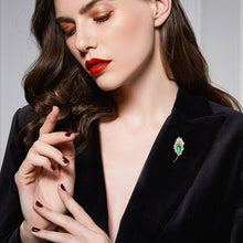 Load image into Gallery viewer, Jewelblings Gorgeous Pear Stone Accent Yellow Green Leaf Brooch Pin
