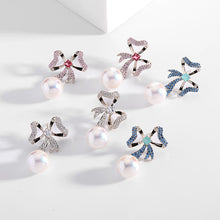 Load image into Gallery viewer, Jewelblings Victorian Vintage Style Ribbon Bow and Pearl Drop Earrings
