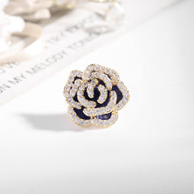 Load image into Gallery viewer, Jewelblings Stunning CZ Accent Blue Red Black Camellia Flower Lapel Pin
