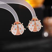 Load image into Gallery viewer, Jewelblings Exquisite Cute Orange Pink Purple Stone Dotted Ladybug Earrings Insect Jewelry
