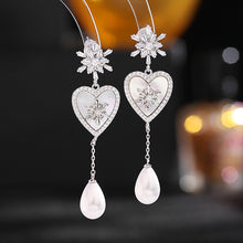 Load image into Gallery viewer, Jewelblings Old European Vintage Snowflake Heart Pearl Drop Earrings Costume Wedding Accessory
