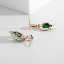 Load image into Gallery viewer, Jewelblings Romance Vintage Double Clear CZ Embellishment Pink Green Love Heart Drop Earrings Valentine’s Day Accessory
