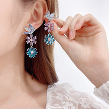 Load image into Gallery viewer, Jewelblings Chic Fashion Trio Tiered Bird Carry Daisy Flowers Drop Earrings Fancy Jewelry
