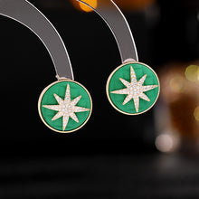 Load image into Gallery viewer, Jewelblings Chic Modern Fashion Black Enamel Round Background Golden Moravian Star Stud Earrings Simplistic Jewelry
