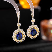 Load image into Gallery viewer, Jewelblings Vintage Yellow Blue Teardrop Earrings Floral Jewelry
