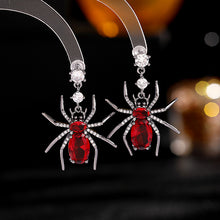 Load image into Gallery viewer, Jewelblings Gothic Vintage Black Tone Blood Red Spider Earrings Halloween Witch Jewelry
